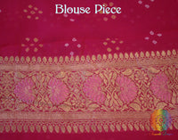 Pink Pure Banarasi Georgette Meenakari Bandhani Saree | Elegantt Drapes