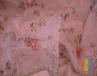 Pink Pure Handloom Organza Digital Print Saree – Handloom Saree Online India | Elegantt Drapes