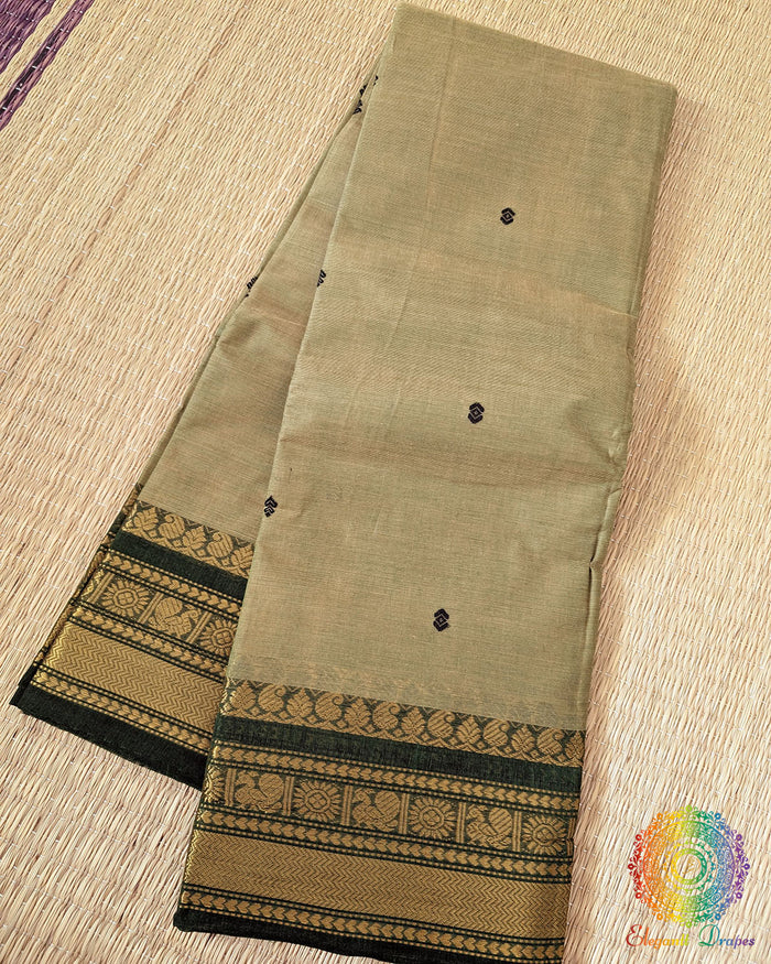 Light green cotton saree in breathable Kanchi weave