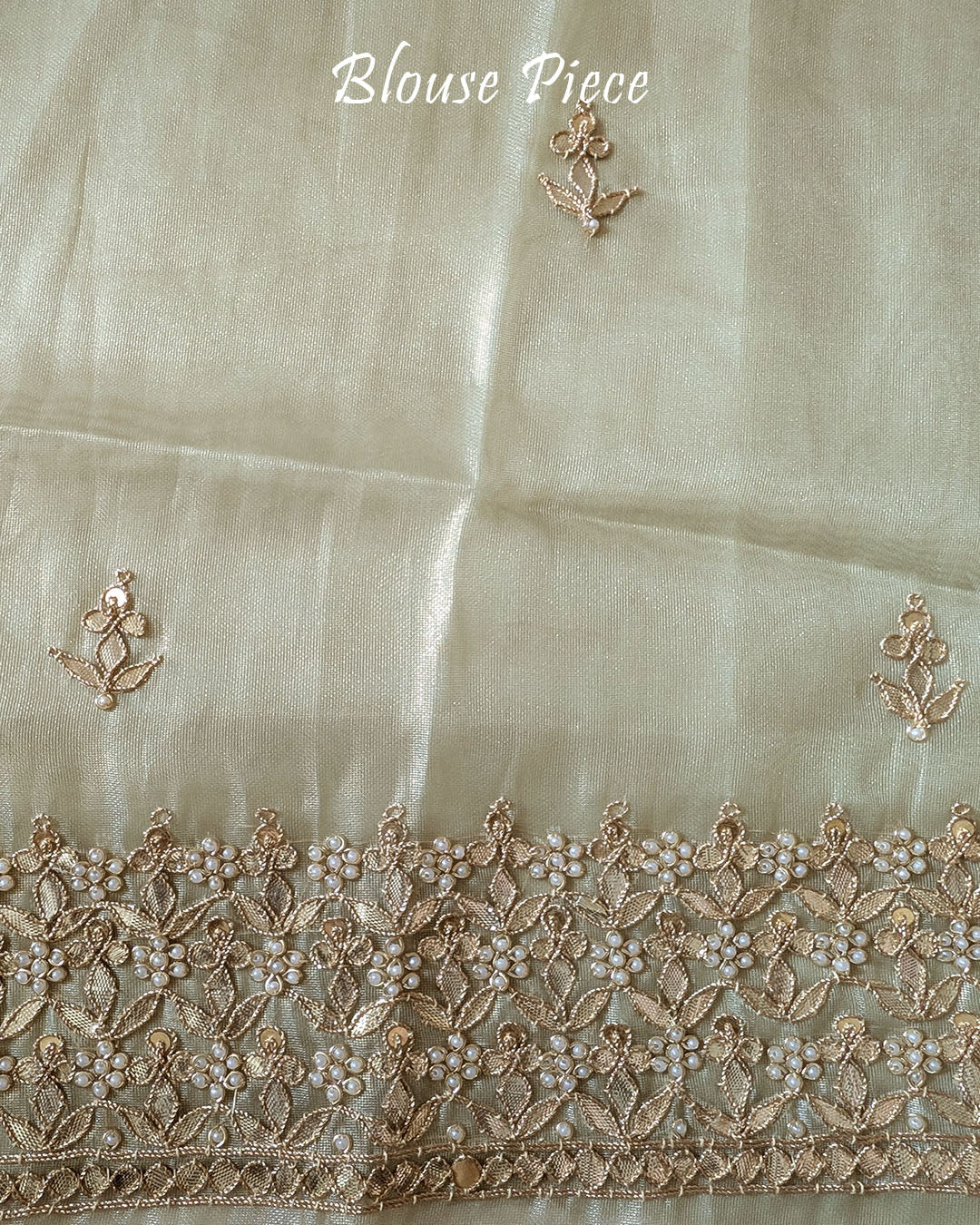Pista Green Tissue Organza Gota Patti Saree