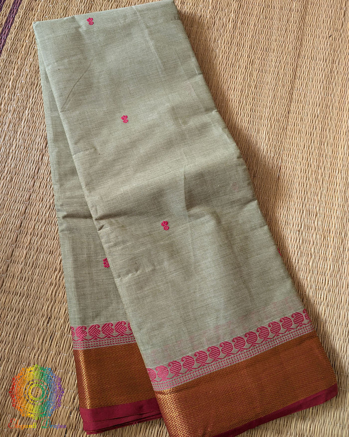 Pistachio Green Pure Kanchi Cotton Saree