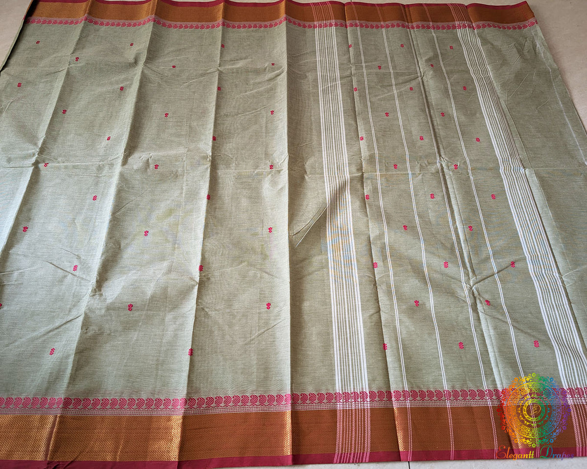 Pistachio Green Pure Kanchi Cotton Saree
