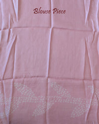 Blouse piece of Powder Pink Pure Gajji Silk Bandhani Saree