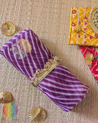 Purple Banarasi Kora Silk Dupatta with Arashi Shibori pattern