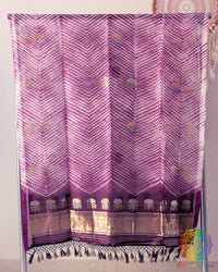 Purple Kora Silk Arashi Shibori Dupatta detailed view