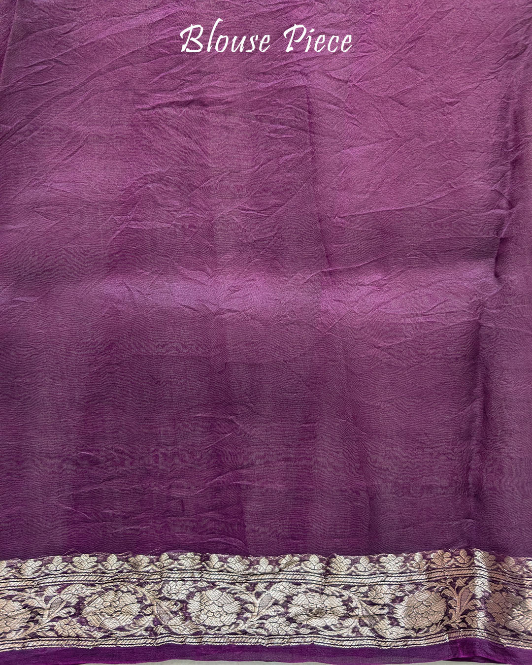 Purple Banarasi Handloom Kora Silk Saree Blouse Piece