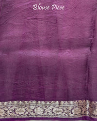 Purple Banarasi Handloom Kora Silk Saree Blouse Piece
