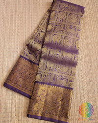 Purple bridal pure Kanjivaram silk saree with 1 gram zari – Elegantt Drapes