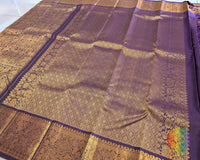 Purple bridal Kanjivaram silk saree palla view