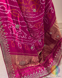 Detailed pink palla close up showcasing Rasmandal design and intricate craftsmanship