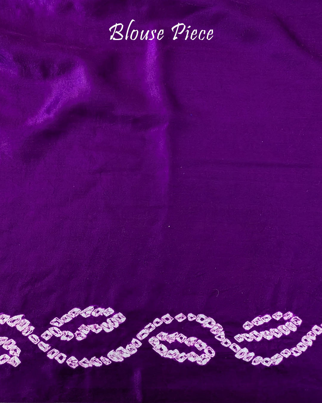 Blouse piece paired with the Violet Purple Pure Gaji Silk Bandhani Gharchola Saree, showcasing the coordinating purple colour and traditional textile design.