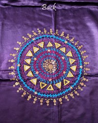 Back View of Purple Mashru Silk Kutch Handwork Blouse Piece