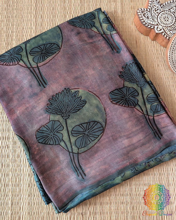 Lavender Nashpal Pomegranate Modal Tussar Saree folded view