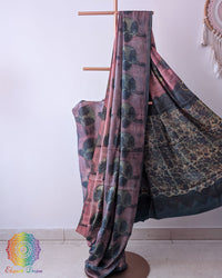 Open pallu view of Lavender Nashpal Pomegranate Modal Tussar Saree