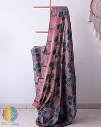 Lavender Modal Tussar Saree draped with Pomegranate Nashpal dye