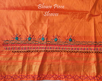Blouse sleeve detail with Lambani embroidery on matching silk fabric