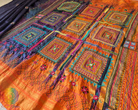 Ilkal silk fabric close up showing texture and handcrafted detailing