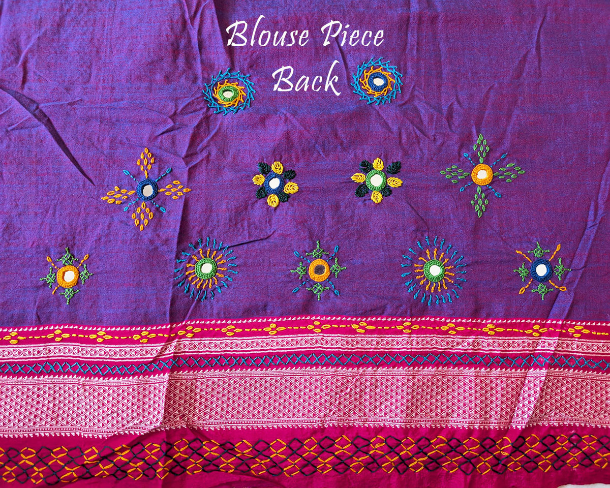 Matching blouse back featuring intricate Lambani hand embroidery