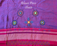 Matching blouse sleeve with handcrafted Lambani embroidery showcasing traditional artisan detailing