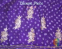 Purple Pure Crepe Rai Bandhej Gota Patti Saree