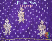 Purple Pure Crepe Rai Bandhej Gota Patti Saree