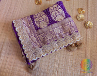 Purple Banarasi Bandhani Georgette Border Dupatta – Bandhani Saree Online India | Elegantt Drapes