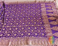Purple Banarasi Bandhani Georgette Border Dupatta – Bandhani Saree Online India | Elegantt Drapes