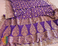 Purple Banarasi Bandhani Georgette Border Dupatta – Bandhani Saree Online India | Elegantt Drapes
