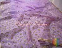 Light Purple Pure Organza Gota Patti Handwork Saree – Handloom Saree Online India | Elegantt Drapes