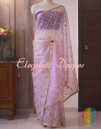Light Purple Pure Organza Gota Patti Handwork Saree – Handloom Saree Online India | Elegantt Drapes