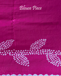 Rani pink Bandhani saree blouse piece