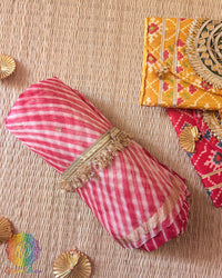Red Banarasi Kora Silk Dupatta with Arashi Shibori pattern