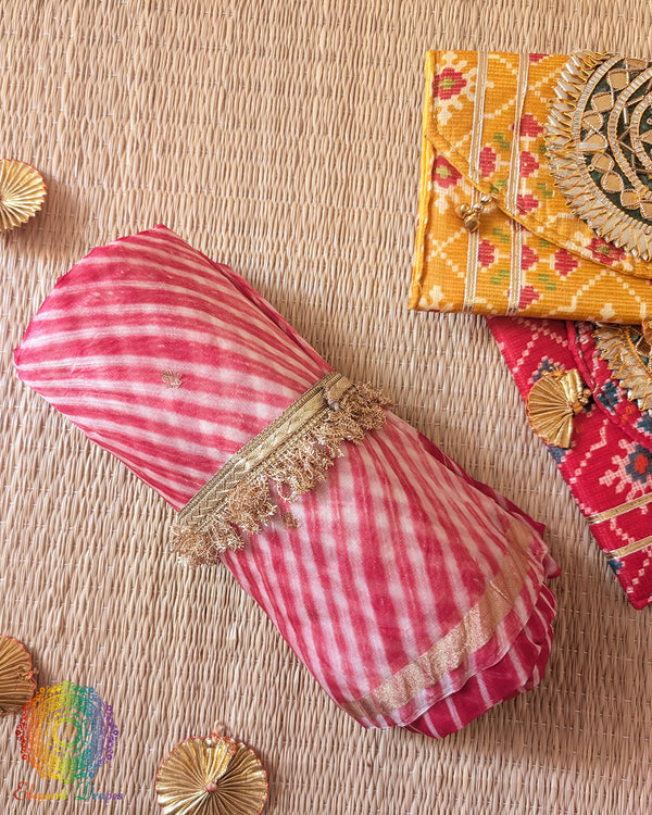Red Banarasi Kora Silk Dupatta with Arashi Shibori pattern
