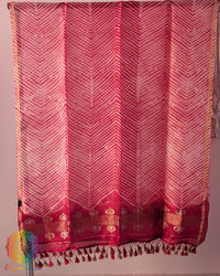 Red Kora Silk Arashi Shibori Dupatta detailed view