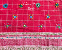 Back view of matching blouse for Red Checked Ilkal Cotton Saree