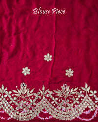 Blouse piece paired with the Red Gaji Silk Gharchola Saree, highlighting the coordinating red colour and matching traditional design details.