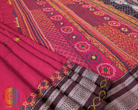 Red Ilkal cotton saree with Lambani handwork pleats