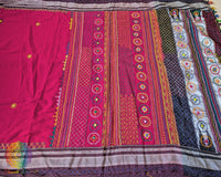 Red Ilkal cotton saree with Lambani handwork open