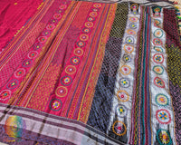 Red Ilkal cotton saree with Lambani handwork palla full