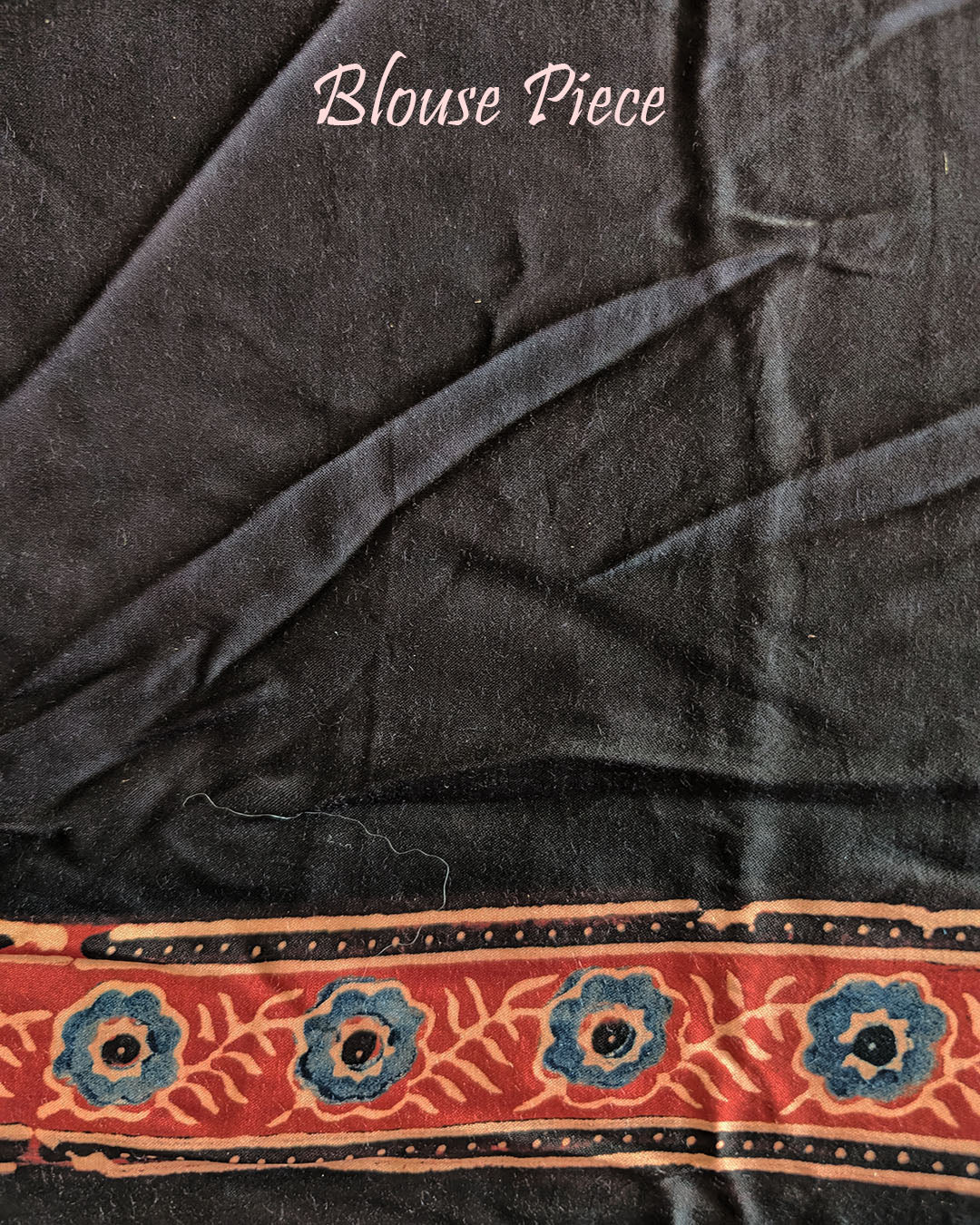 Deep red modal silk Ajrakh saree blouse piece