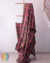Red Modal Tussar Saree draped with Pomegranate Nashpal dye