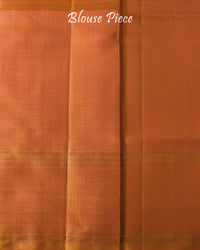 Red Checkered Pure Kanjivaram Silk Saree – Blouse Piece View showcasing the matching red silk blouse piece coordinated with the saree's traditional checkered design and gold zari detailing.