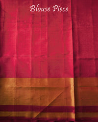 Matching blouse piece in red pure mulberry silk fabric with Patola woven detailing