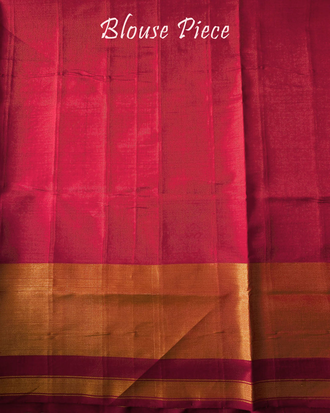 Matching blouse piece in red mulberry silk fabric showing woven detailing