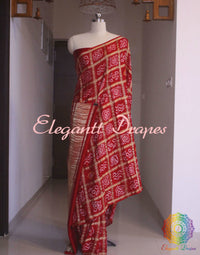 Border detail of red Gharchola pure Gajji silk saree
