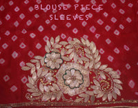 Red Gota Patti Handwork Pure Rai Bandhej Saree