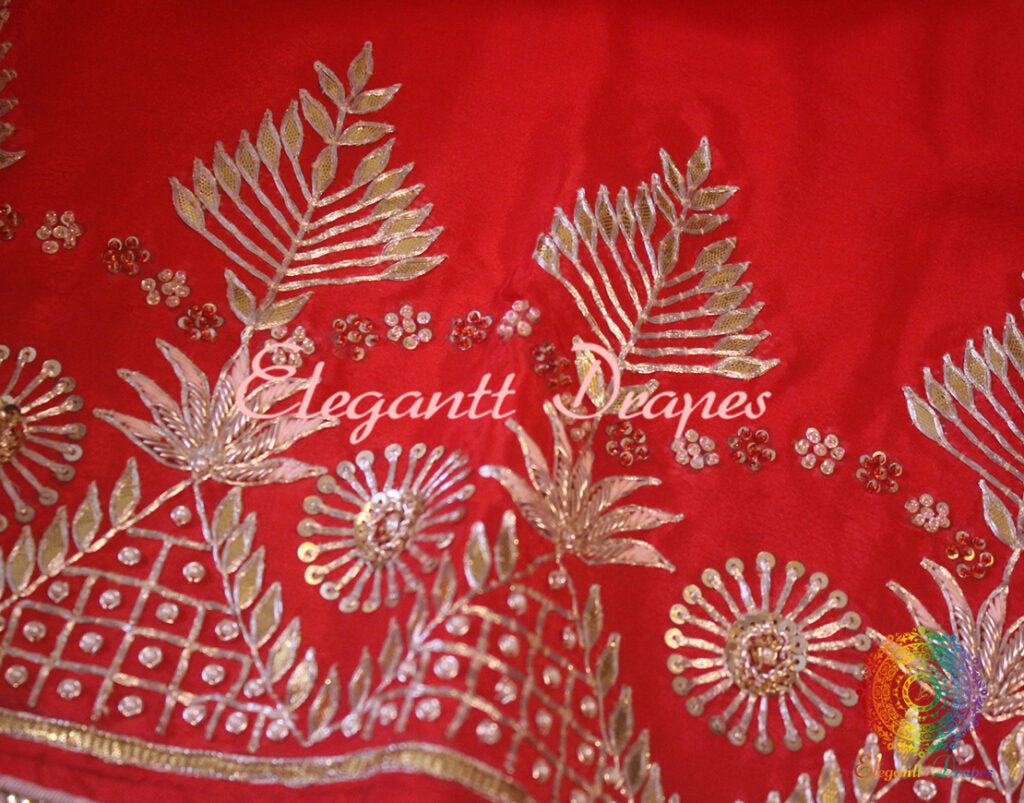 Red Upada Silk Gota Patti Handwork Saree – Handloom Saree Online India | Elegantt Drapes