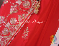 Red Upada Silk Gota Patti Handwork Saree – Handloom Saree Online India | Elegantt Drapes
