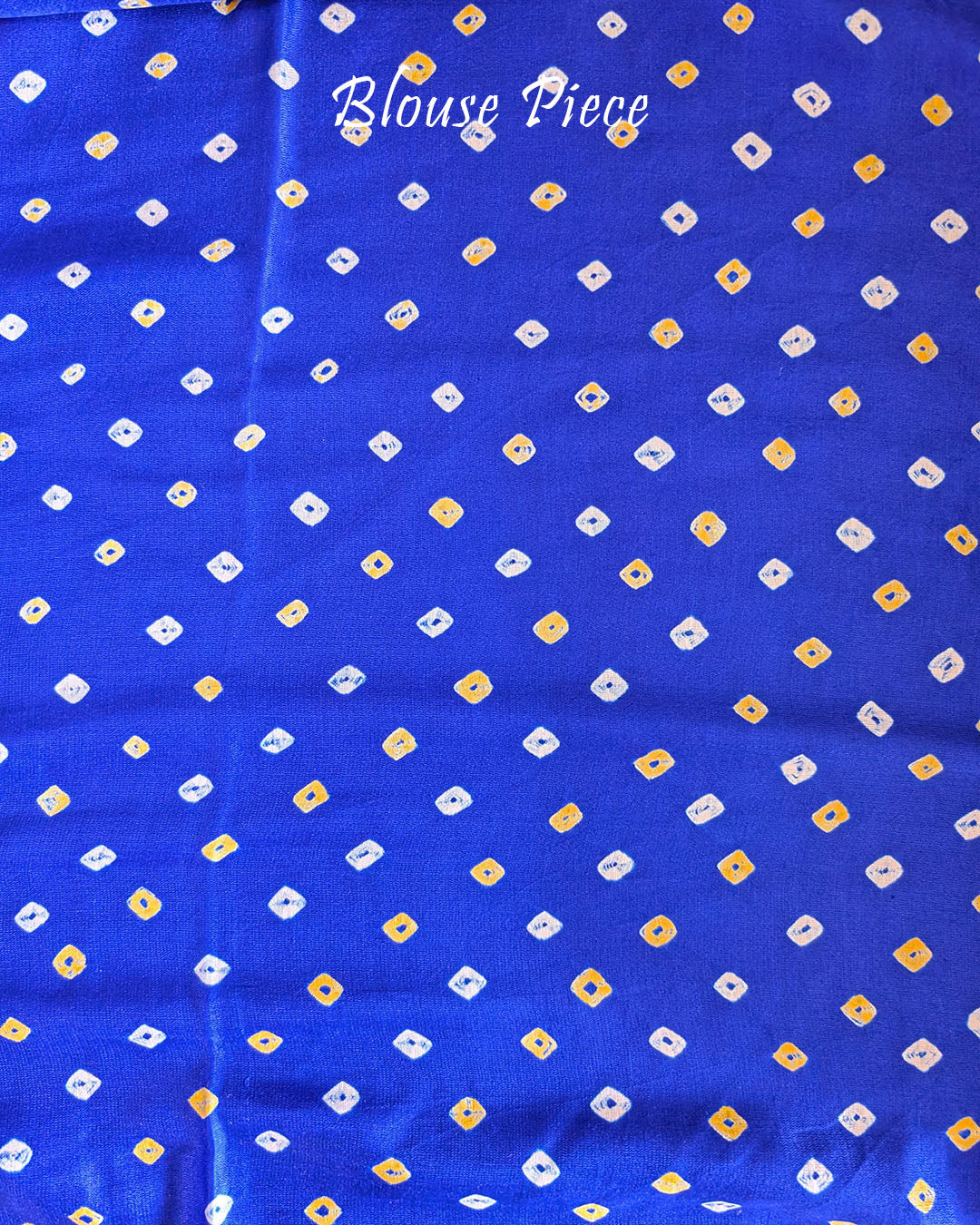 Blouse piece of Royal Blue Shaded Pure Gajji Silk Bandhani Saree