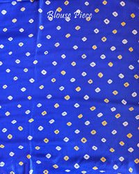 Blouse piece of Royal Blue Shaded Pure Gajji Silk Bandhani Saree